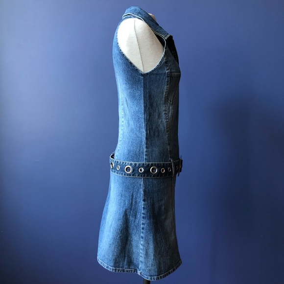 Denim Mini Dress Blue Jean 90’s Retro - Picture 3 of 10